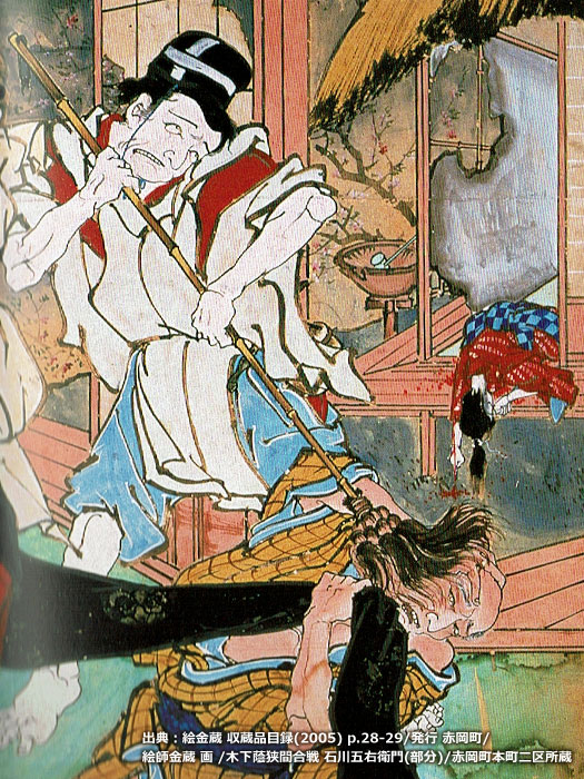 江戸時代の棕櫚箒-絵金画(部分)